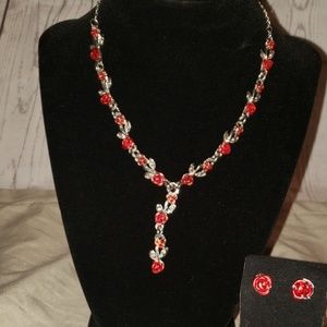 Rose necklace and earrings